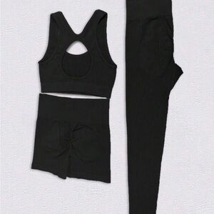 SHEIN Sport Studio Seamless High & Cut Out Back Sports Set Outfit Set